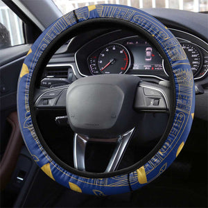 Amun Steering Wheel Cover Ancient Egyptian Hieroglyphic, Pharaoh and Scarab - African Pride