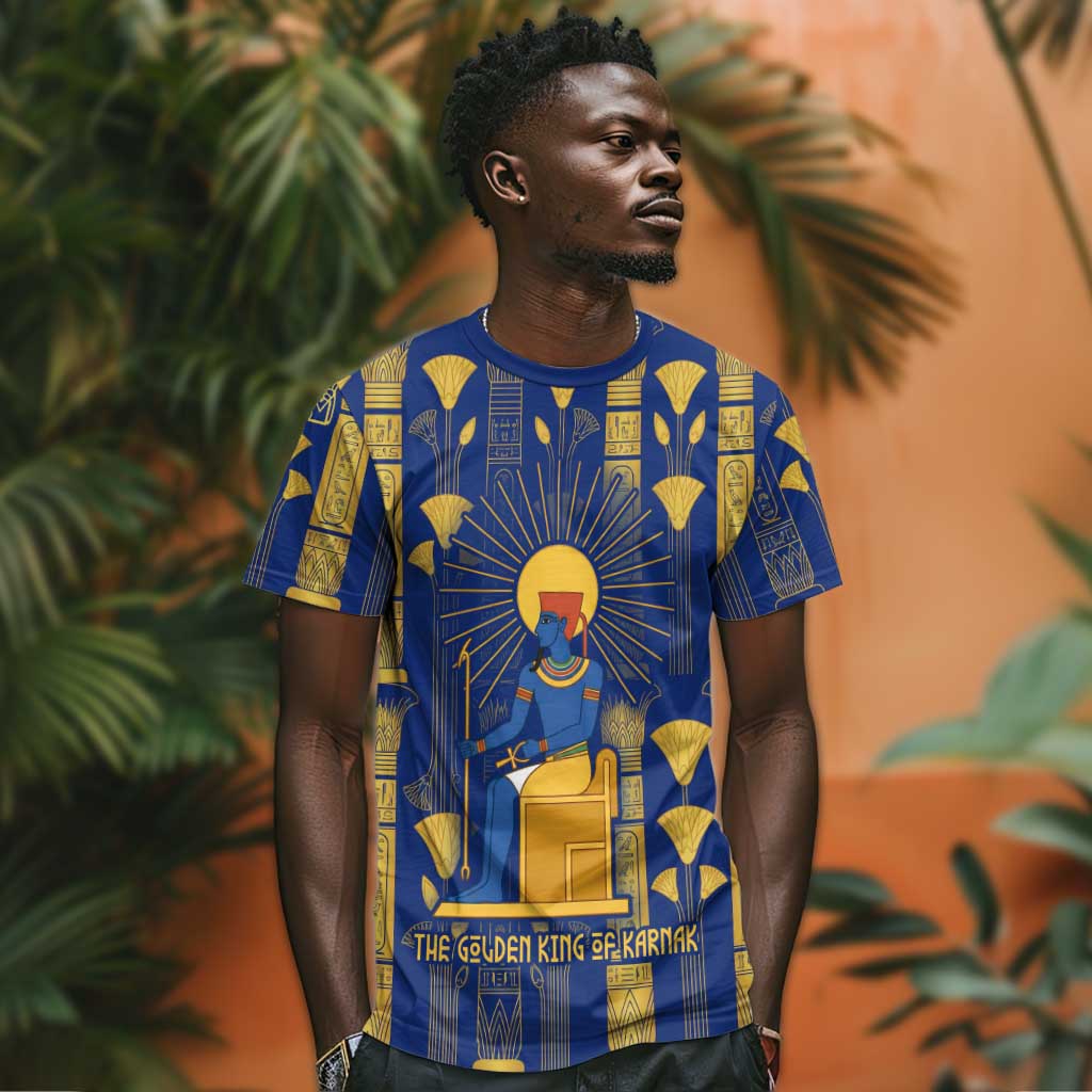 Amun T shirt Ancient Egyptian Hieroglyphic, Pharaoh and Scarab - African Pride