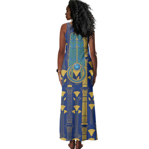 Amun Tank Maxi Dress Ancient Egyptian Hieroglyphic, Pharaoh and Scarab - African Pride