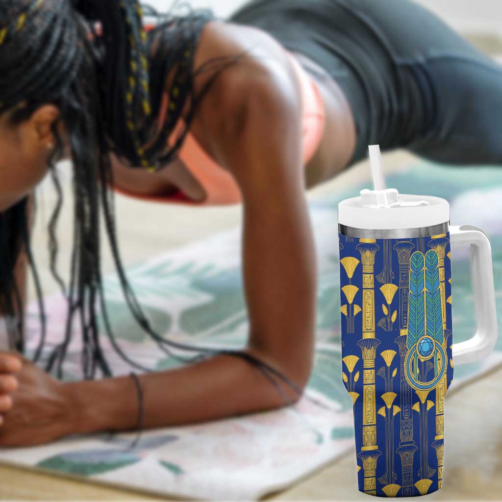 Amun Tumbler With Handle Ancient Egyptian Hieroglyphic, Pharaoh and Scarab - African Pride