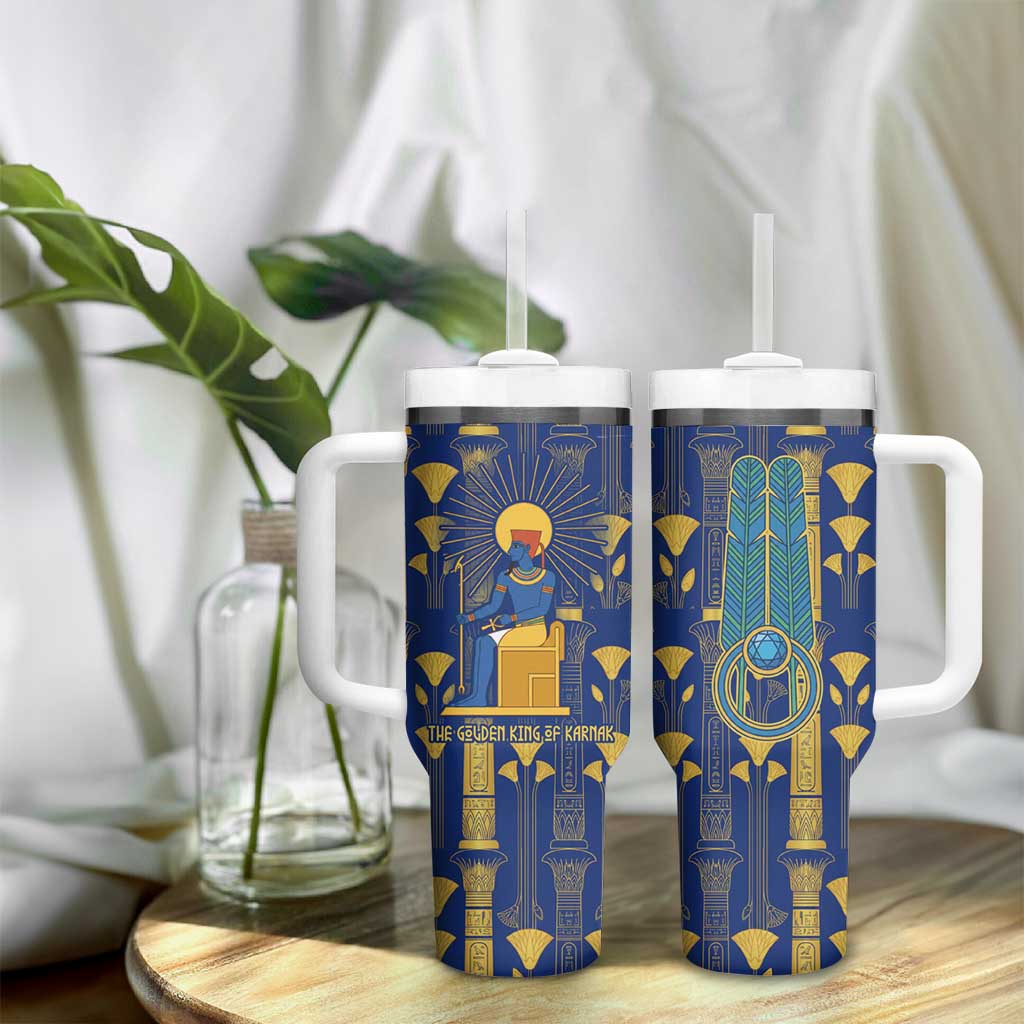 Amun Tumbler With Handle Ancient Egyptian Hieroglyphic, Pharaoh and Scarab - African Pride