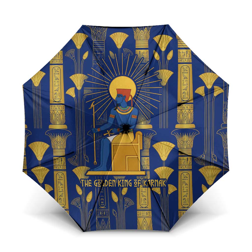 Amun Umbrella Ancient Egyptian Hieroglyphic, Pharaoh and Scarab - African Pride