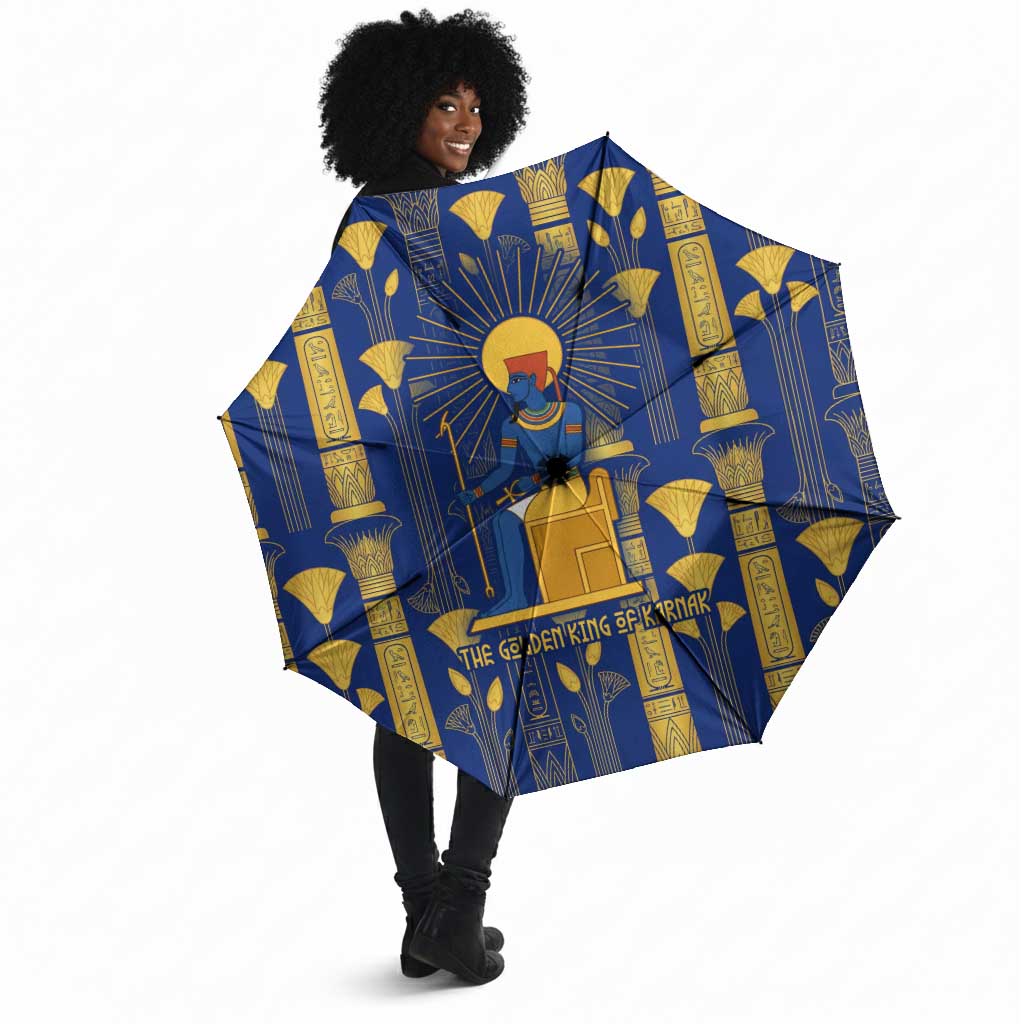 Amun Umbrella Ancient Egyptian Hieroglyphic, Pharaoh and Scarab - African Pride