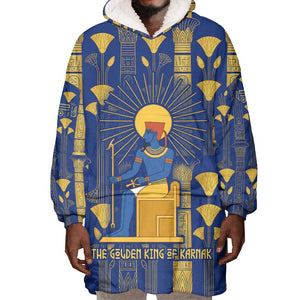 Amun Wearable Blanket Hoodie Ancient Egyptian Hieroglyphic, Pharaoh and Scarab - African Pride