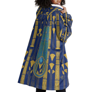 Amun Wearable Blanket Hoodie Ancient Egyptian Hieroglyphic, Pharaoh and Scarab - African Pride