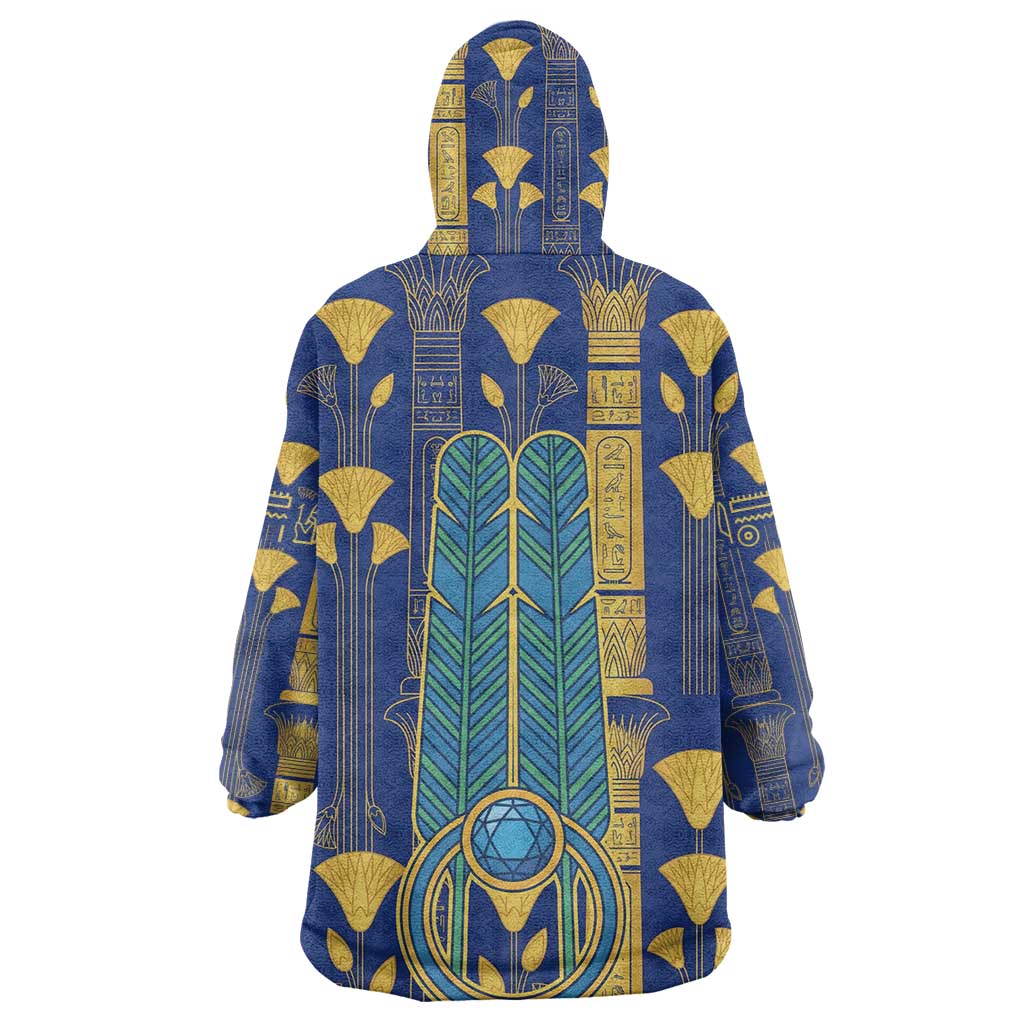 Amun Wearable Blanket Hoodie Ancient Egyptian Hieroglyphic, Pharaoh and Scarab - African Pride