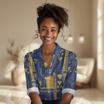 Amun Women Casual Shirt Ancient Egyptian Hieroglyphic, Pharaoh and Scarab - African Pride
