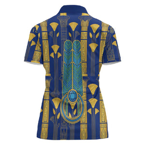 Amun Women Polo Shirt Ancient Egyptian Hieroglyphic, Pharaoh and Scarab - African Pride