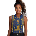 Amun Women Sleeveless Polo Shirt Ancient Egyptian Hieroglyphic, Pharaoh and Scarab - African Pride
