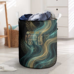 Amun Ancient Egyptian Laundry Basket with Mystical Smoke Swirl Pattern, Fiery Ram Head, and Hieroglyphic - African Pride
