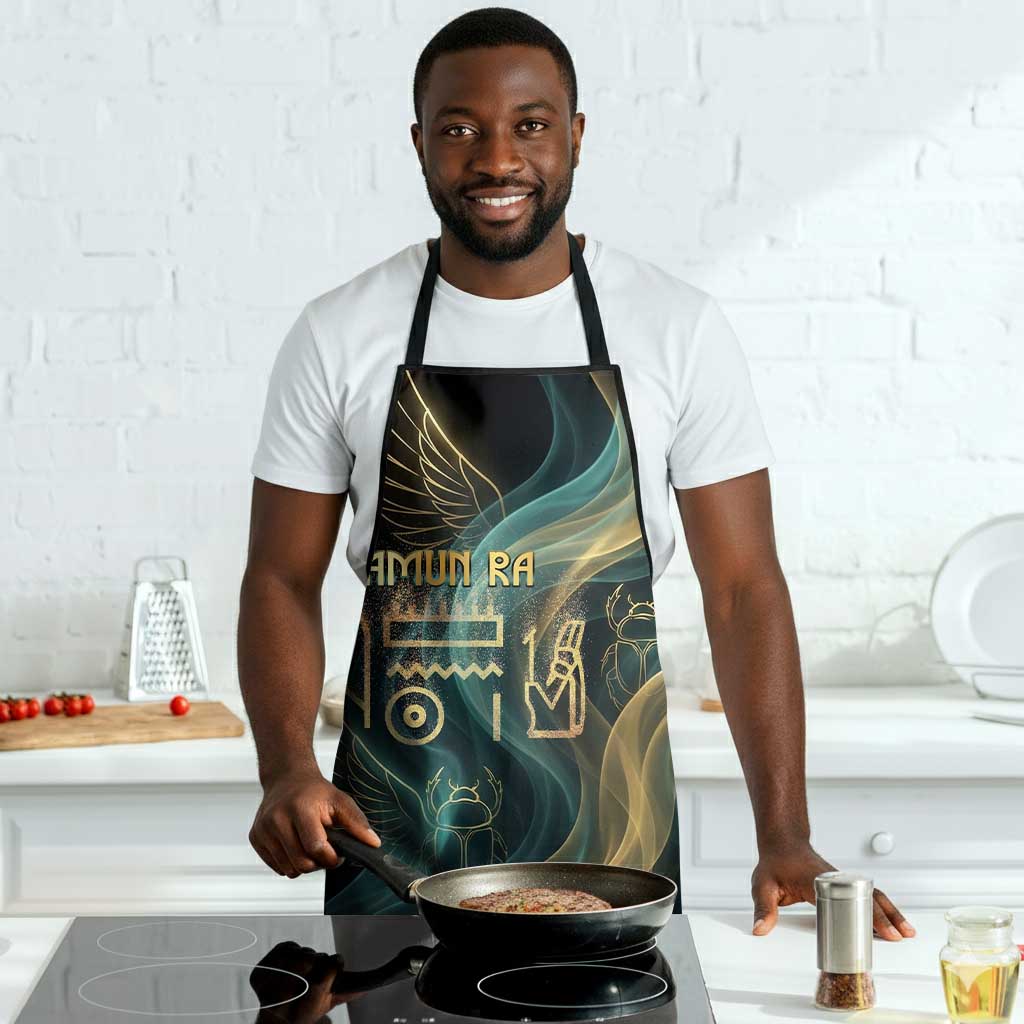 Amun Ancient Egyptian Apron with Mystical Smoke Swirl Pattern, Fiery Ram Head, and Hieroglyphic - African Pride