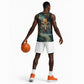 Amun Ancient Egyptian Basketball Jersey with Mystical Smoke Swirl Pattern, Fiery Ram Head, and Hieroglyphic - African Pride