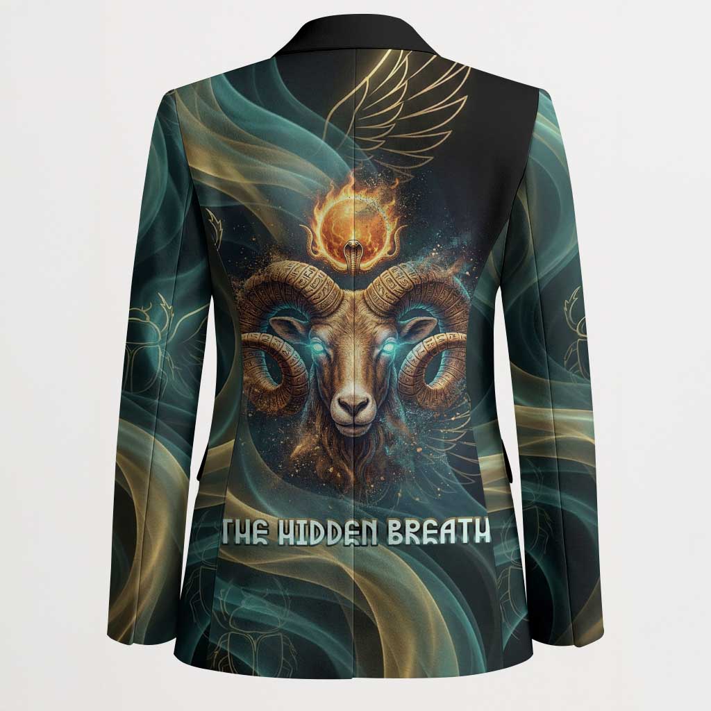 Amun Ancient Egyptian Blazer with Mystical Smoke Swirl Pattern, Fiery Ram Head, and Hieroglyphic - African Pride