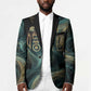 Amun Ancient Egyptian Blazer with Mystical Smoke Swirl Pattern, Fiery Ram Head, and Hieroglyphic - African Pride