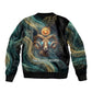 Amun Ancient Egyptian Bomber Jacket with Mystical Smoke Swirl Pattern, Fiery Ram Head, and Hieroglyphic - African Pride