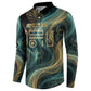 Amun Ancient Egyptian Button Sweatshirt with Mystical Smoke Swirl Pattern, Fiery Ram Head, and Hieroglyphic