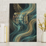 Amun Ancient Egyptian Canvas Wall Art with Mystical Smoke Swirl Pattern, Fiery Ram Head, and Hieroglyphic - African Pride
