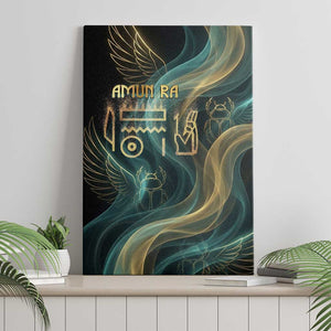 Amun Ancient Egyptian Canvas Wall Art with Mystical Smoke Swirl Pattern, Fiery Ram Head, and Hieroglyphic - African Pride