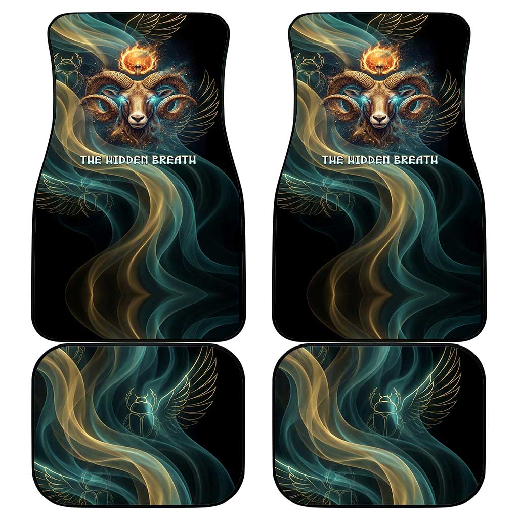 Amun Ancient Egyptian Car Mats with Mystical Smoke Swirl Pattern, Fiery Ram Head, and Hieroglyphic - African Pride