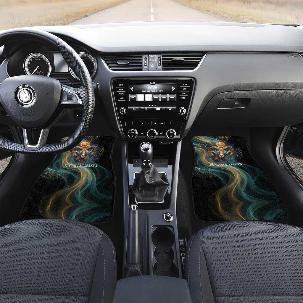 Amun Ancient Egyptian Car Mats with Mystical Smoke Swirl Pattern, Fiery Ram Head, and Hieroglyphic - African Pride