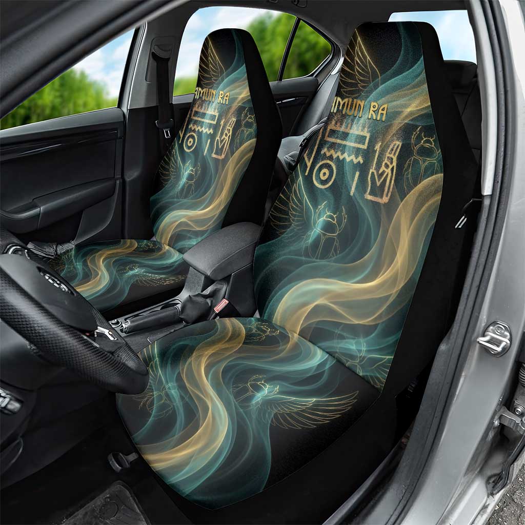 Amun Ancient Egyptian Car Seat Cover with Mystical Smoke Swirl Pattern, Fiery Ram Head, and Hieroglyphic - African Pride