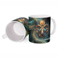 Amun Ancient Egyptian Ceramic Mug with Mystical Smoke Swirl Pattern, Fiery Ram Head, and Hieroglyphic - African Pride