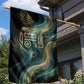 Amun Ancient Egyptian Garden Flag with Mystical Smoke Swirl Pattern, Fiery Ram Head, and Hieroglyphic - African Pride