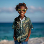 Amun Ancient Egyptian Kid Hawaiian Shirt with Mystical Smoke Swirl Pattern, Fiery Ram Head, and Hieroglyphic - African Pride
