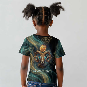 Amun Ancient Egyptian Kid T shirt with Mystical Smoke Swirl Pattern, Fiery Ram Head, and Hieroglyphic - African Pride