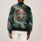 Amun Ancient Egyptian Sleeve Zip Bomber Jacket with Mystical Smoke Swirl Pattern, Fiery Ram Head, and Hieroglyphic - African Pride
