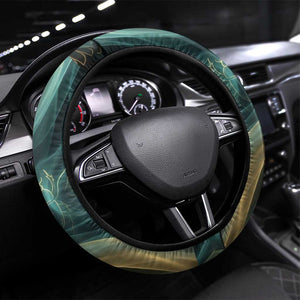 Amun Ancient Egyptian Steering Wheel Cover with Mystical Smoke Swirl Pattern, Fiery Ram Head, and Hieroglyphic - African Pride