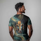 Amun Ancient Egyptian T shirt with Mystical Smoke Swirl Pattern, Fiery Ram Head, and Hieroglyphic - African Pride