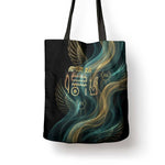 Amun Ancient Egyptian Tote Bag with Mystical Smoke Swirl Pattern, Fiery Ram Head, and Hieroglyphic - African Pride