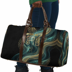 Amun Ancient Egyptian Travel Bag with Mystical Smoke Swirl Pattern, Fiery Ram Head, and Hieroglyphic - African Pride