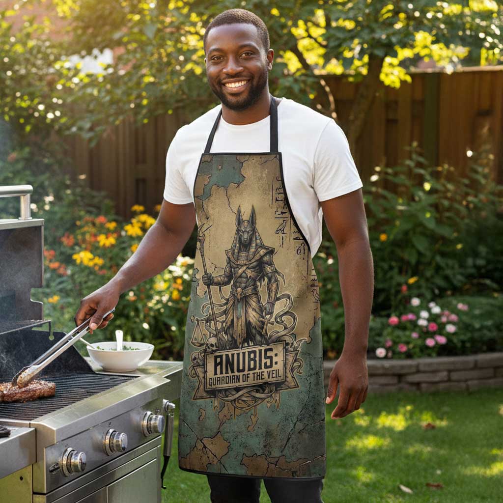 Anubis Apron Ancient Egyptian Aged Papyrus, Scales of Justice, and Egyptian Hieroglyph - African Pride