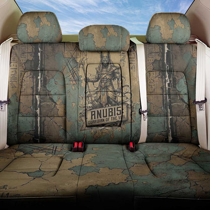 Anubis Back Car Seat Cover Ancient Egyptian Aged Papyrus, Scales of Justice, and Egyptian Hieroglyph - African Pride