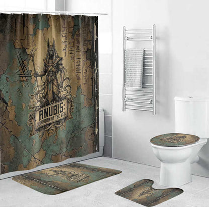 Anubis Bathroom Set Ancient Egyptian Aged Papyrus, Scales of Justice, and Egyptian Hieroglyph - African Pride
