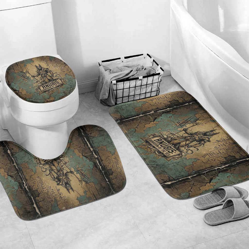 Anubis Bathroom Set Ancient Egyptian Aged Papyrus, Scales of Justice, and Egyptian Hieroglyph - African Pride