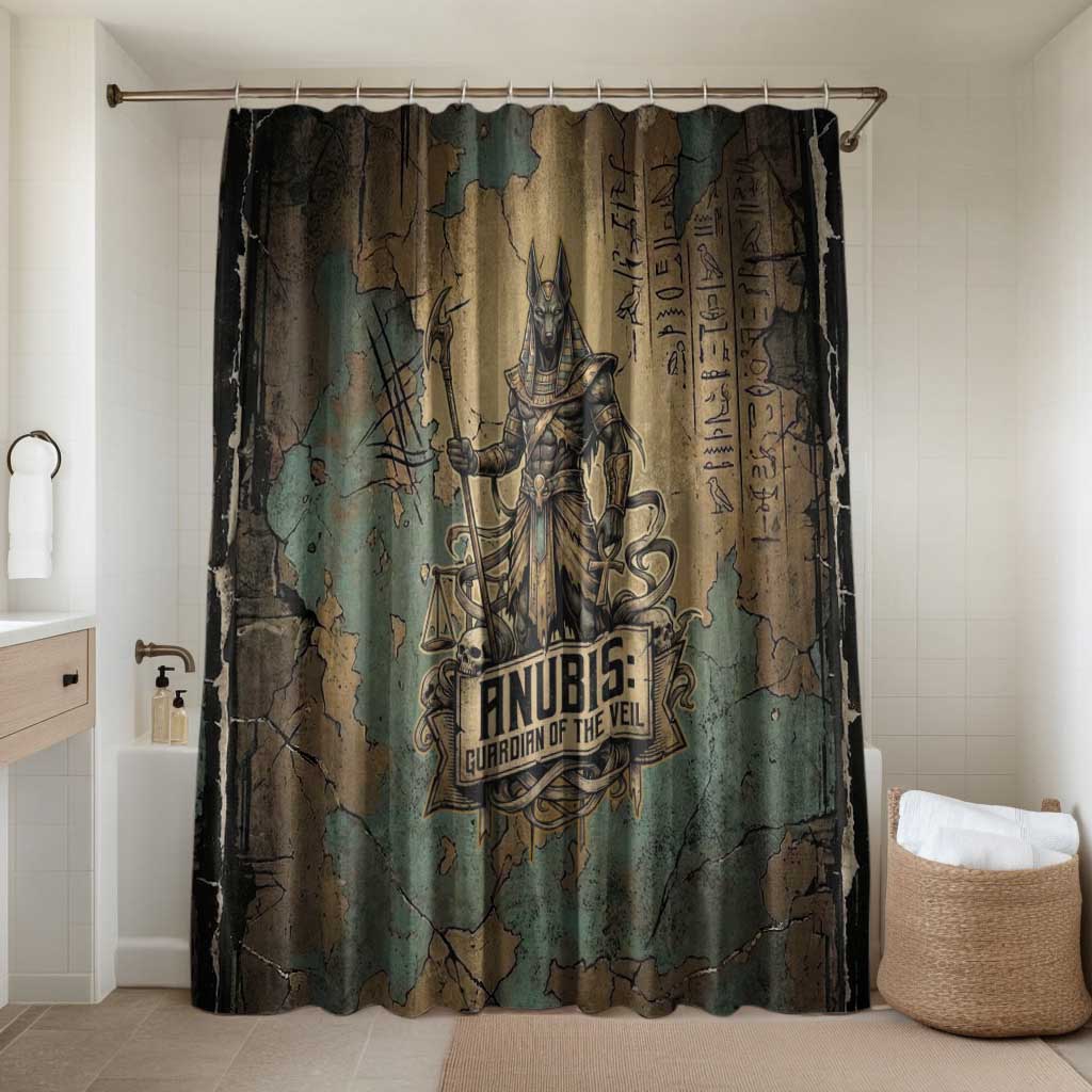Anubis Bathroom Set Ancient Egyptian Aged Papyrus, Scales of Justice, and Egyptian Hieroglyph - African Pride
