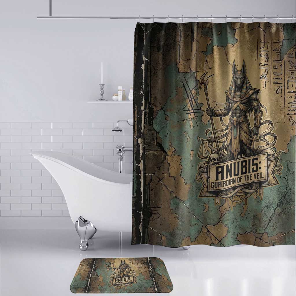 Anubis Bathroom Set Ancient Egyptian Aged Papyrus, Scales of Justice, and Egyptian Hieroglyph - African Pride