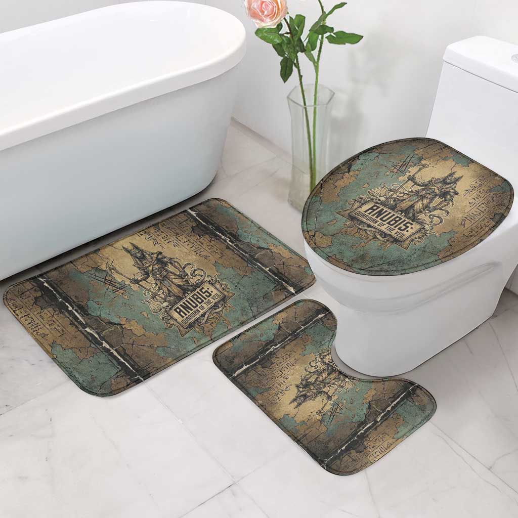 Anubis Bathroom Set Ancient Egyptian Aged Papyrus, Scales of Justice, and Egyptian Hieroglyph - African Pride