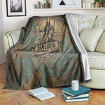 Anubis Blanket Ancient Egyptian Aged Papyrus, Scales of Justice, and Egyptian Hieroglyph - African Pride