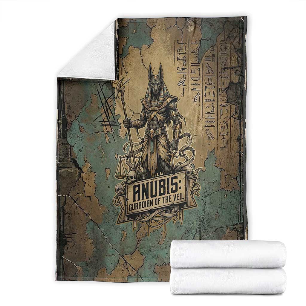 Anubis Blanket Ancient Egyptian Aged Papyrus, Scales of Justice, and Egyptian Hieroglyph - African Pride