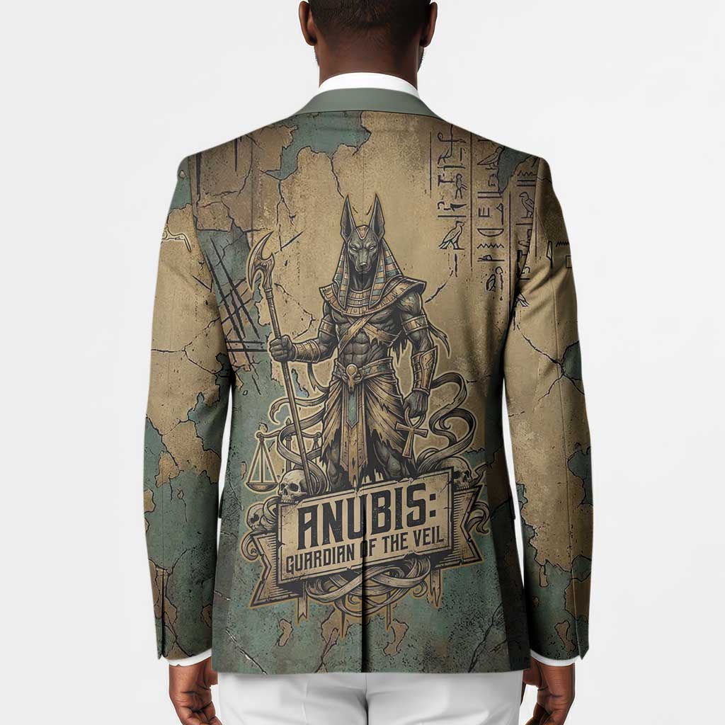 Anubis Blazer Ancient Egyptian Aged Papyrus, Scales of Justice, and Egyptian Hieroglyph - African Pride