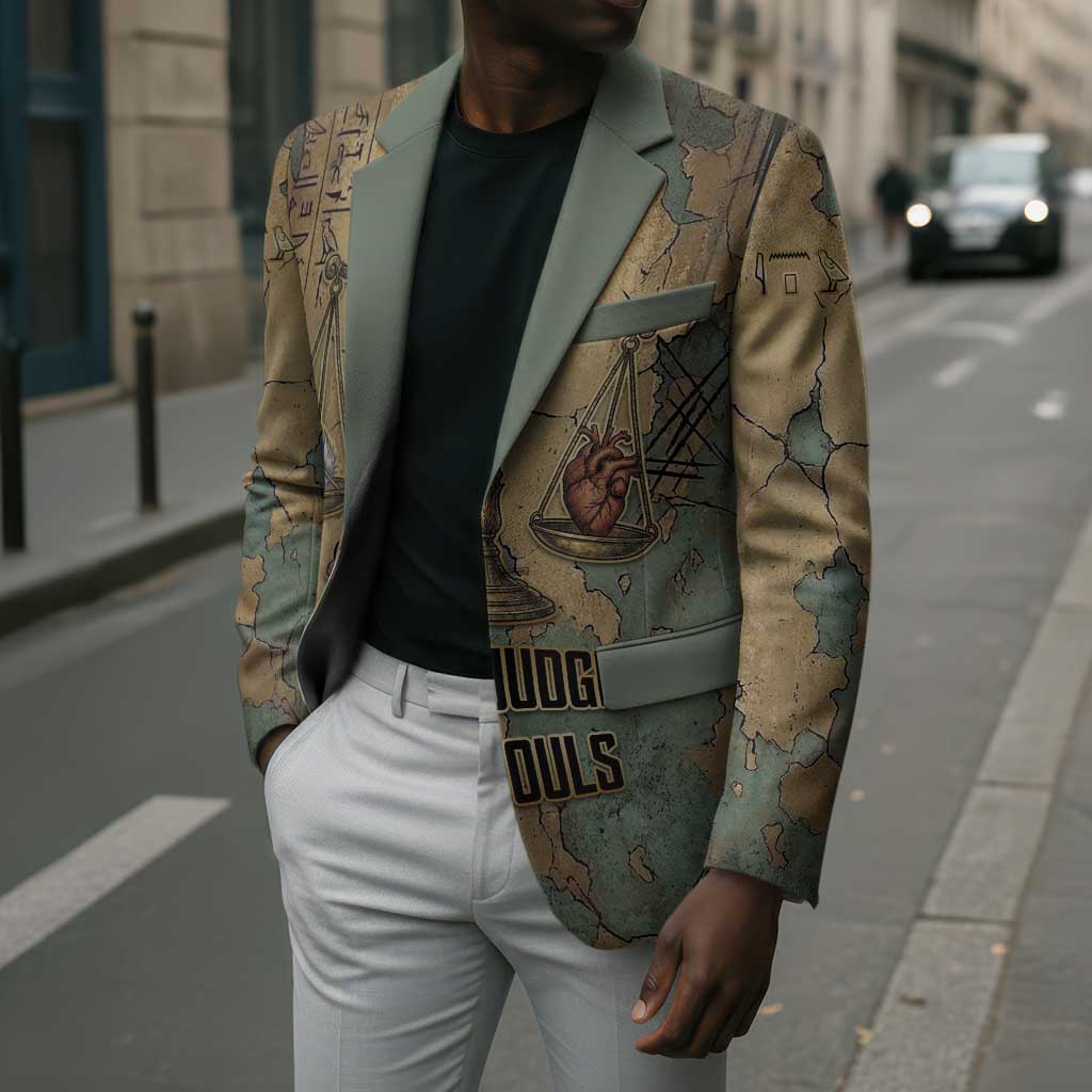 Anubis Blazer Ancient Egyptian Aged Papyrus, Scales of Justice, and Egyptian Hieroglyph - African Pride