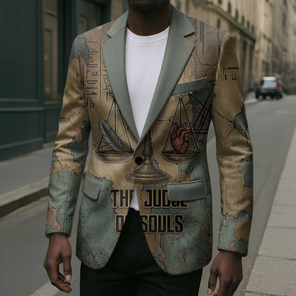 Anubis Blazer Ancient Egyptian Aged Papyrus, Scales of Justice, and Egyptian Hieroglyph - African Pride