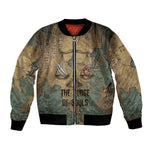 Anubis Bomber Jacket Ancient Egyptian Aged Papyrus, Scales of Justice, and Egyptian Hieroglyph - African Pride