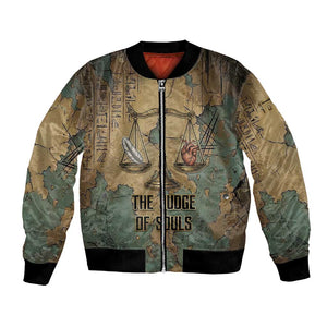 Anubis Bomber Jacket Ancient Egyptian Aged Papyrus, Scales of Justice, and Egyptian Hieroglyph - African Pride