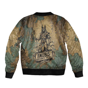 Anubis Bomber Jacket Ancient Egyptian Aged Papyrus, Scales of Justice, and Egyptian Hieroglyph - African Pride