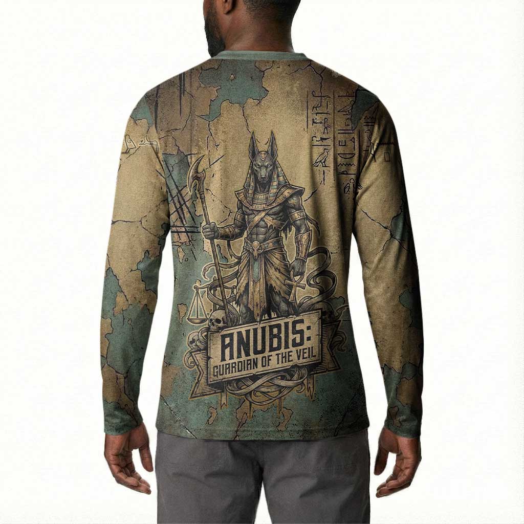 Anubis Button Sweatshirt Ancient Egyptian Aged Papyrus, Scales of Justice, and Egyptian Hieroglyph